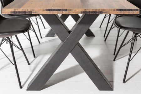 Industriële eettafel 140cm donker eiken look met antraciet zwarte X-poten - Img 8