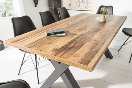 Industriële eettafel MONTREAL 180cm eiken look met zwarte X-poten - Img 5
