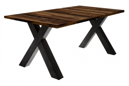Industriële eettafel uitschuifbaar 160-210cm Oak donker look met X-poten - Img 2