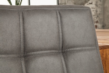 Industriële sledestoel vintage grijs met sierstiksels - Img 3