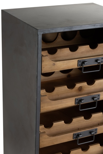 Kast Op Wielen 7 Laden Voor Wijnflessen Metaal/Hout Naturel - Img 6
