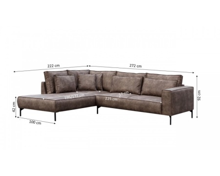 Lounge Hoekbank 272 cm kleur taupe bruin - Img 2