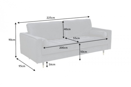 Luxe design 3-zitsbank 225 cm zitcomfort pocketvering fluweel stof grijs - Img 2
