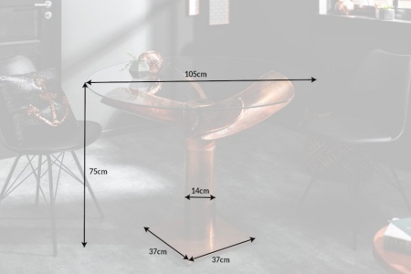 Maritieme tafel OCEAN 105 cm koperen gevlamd glazen tafel met propeller - Img 2