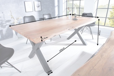 Massief boomstam eettafel MAMMUT NATURE 160 cm acacia 3,5 cm dik blad - Img 2