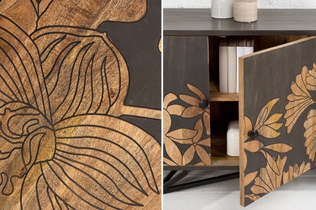 massief dressoir 175 cm met bloemmotief van mangohout - Img 4