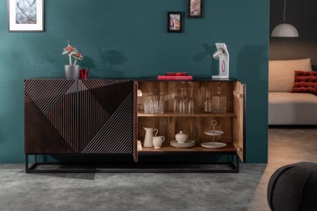 Massief dressoir CREATIVO 177 cm mangohout complex front in retro-design - Img 3
