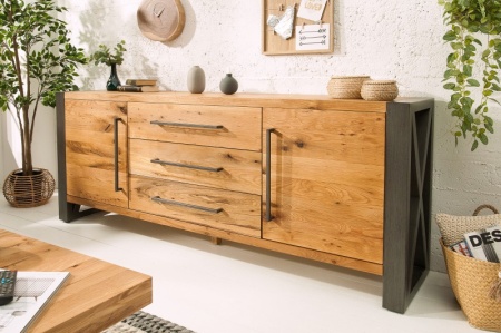 Massief dressoir THOR 200cm wild eiken geolied in industrieel design - Img 2