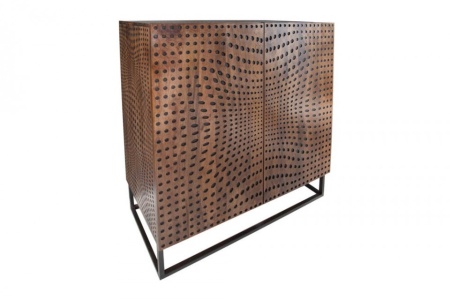 Massief highboard 100 cm mangohout retro design met uitgebreid front - Img 8
