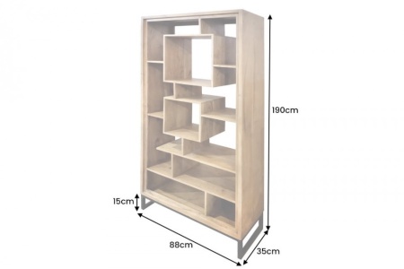 Massief houten boekenkast CUBUS 190cm acaciahoning afwerking metalen poten zwarte staande plank - Img 2