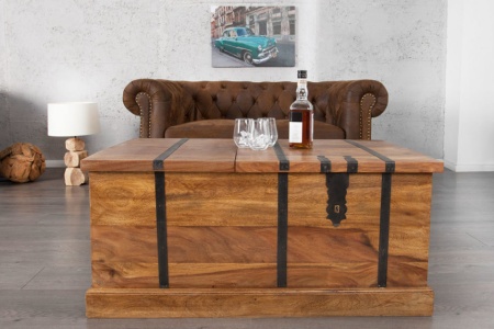 Massief houten salontafel Kist 100 cm Sheesham welke ruimte bied voor 8 flessen wijn - Img 4