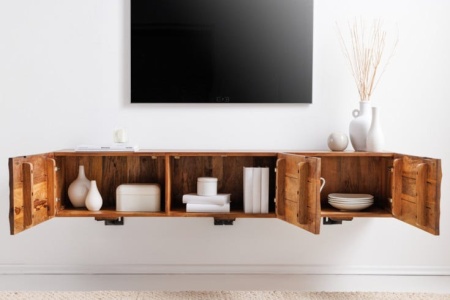 Massief houten tv-meubel SCORPION 160cm bruine mango lowboard wandkast - Img 5