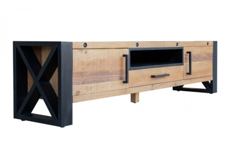 Massief tv-lowboard 200 cm grenenhout in industrieel design - Img 3