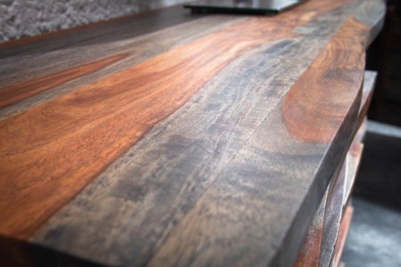 Massief tv-lowboard RELIEF 150 cm rookafwerking Sheesham hout met een uitgewerkte voorkant - Img 7