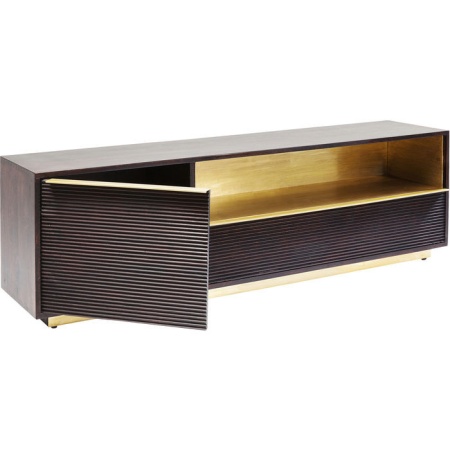 Massiefhout tv meubel 150cm bruin goud - Img 4