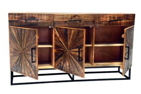 Massiev mangohout industriele stijl dressoir WOOD ART 160 cm - Img 3