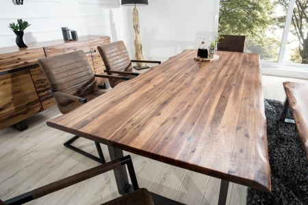 Massieve Acacia eiken-houten tafel Genesis 160cm Industrial look - Img 6