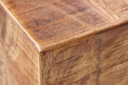 Massieve bijzettafel 40cm gevlamd mangohout op wielen - Img 6