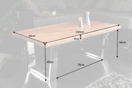 Massieve boom salontafel MAMMUT 110cm acacia 4cm tafelblad - Img 8