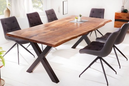 Massieve eettafel AMAZONAS 200cm bruin sheesham met X-onderstel - Img 2