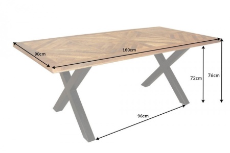 Massieve eettafel BREAK 160cm natuurlijk mangohout industrieel design - Img 2