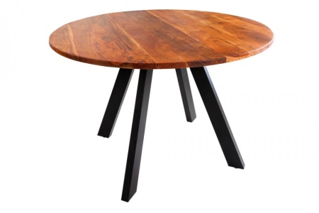 Massieve eettafel IRON CRAFT 120cm rond naturel acaciahout - Img 8