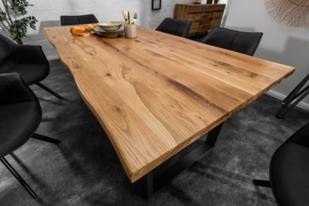 Massieve eettafel met boomrand LIVING EDGE 180 cm geolied wild eiken 3,5 cm tafelblad - Img 3