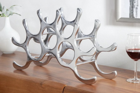 Modern wijnrek FLAME 48 cm zilver voor 10 flessen flessenhouder - Img 3