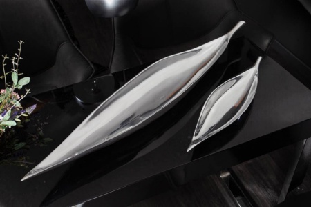 Moderne decoratieve schaal SILVER LEAF 41 cm zilver aluminium - Img 4