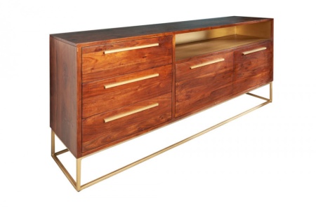 Moderne dressoir acaciahout 165 cm bruin goud 165cm - Img 6