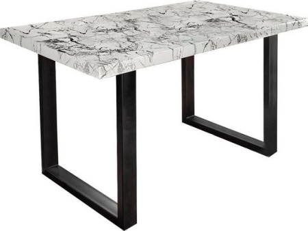 Moderne eettafel 140cm Marmerlook wit - Img 4