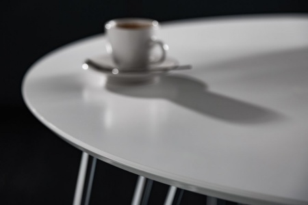 Moderne eettafel ARRONDI 90 cm wit chroom ronde bistrotafel - Img 4