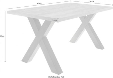 Moderne Industriële eettafel 140 cm eiken look met X-poten - Img 3