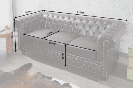 Nobele Chesterfield 3-zits bank coffee bruine knoop stiksels 210cm - Img 7