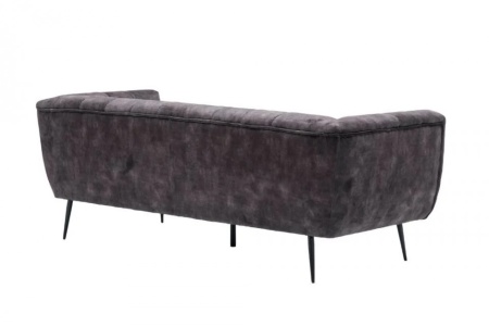 Retro 3-zitsbank NOBLESSE 225 cm grijze fluwelen stof met decoratief stiksel - Img 6