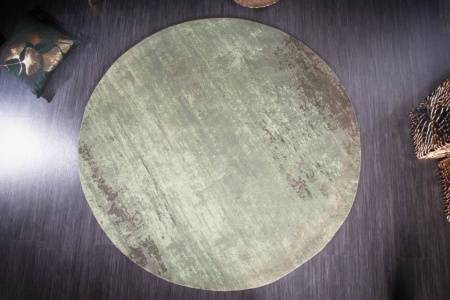 Rond Trendy Vintage vloerkleed 150 cm groen gewassen used look - Img 4