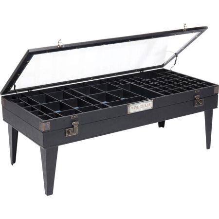 Salontafel Collector Zwart 122x55cm met vakjes en wijnhouder - Img 3