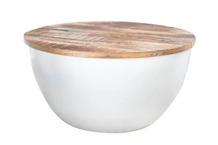 Salontafel Industrial Storage Wit 60cm Massief Mango Hout - Img 7