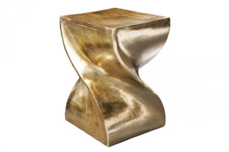 Sculpturale bijzettafel TWIST 30cm goud aluminium handgemaakte kruk nachtkastje - Img 8