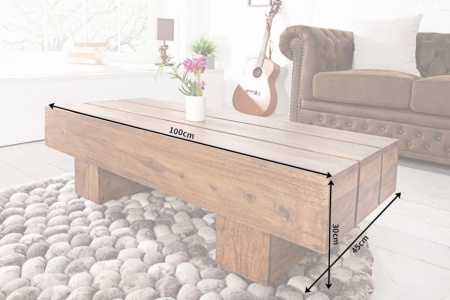 Solide design salontafel BOLT 100 cm Sheesham steen afwerking - Img 2