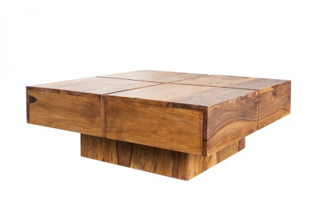 Solide design vierkant salontafel Sheesham hout 80 cm - Img 5