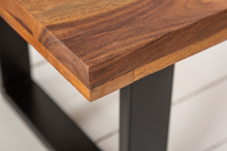 Solide salontafel IRON CRAFT 100 cm Sheesham steen industrieel design - Img 5