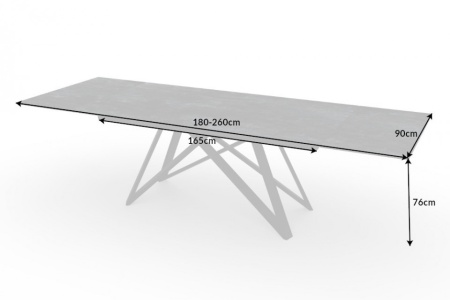 Uitschuifbare eettafel ATLAS 180-220-260cm keramiek blad in lava-look - Img 2