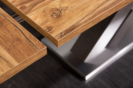 Uitschuifbare eettafel MONTREAL 180-230-280cm plank eiken met X-frame - Img 7