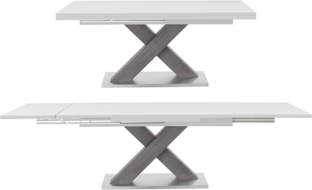 Uitschuifbare wit mat Eettafel "Comfort C", 180-280 cm met X-onderstel in grafiet 180-280 cm - Img 4