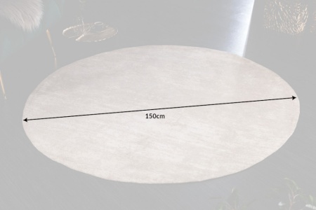 Vintage vloerkleed 150 cm beige verwassen ronde used look - Img 2