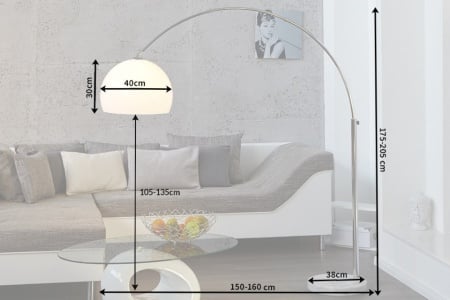 Vloerlamp Boog LOUNGE DEAL 175-205 cm witte marmeren voet vloerlamp - Img 2
