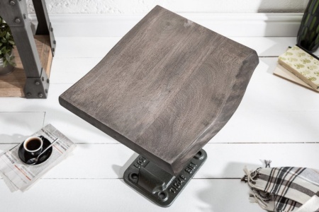 Authentieke bijzettafel FACTORY 43 cm acacia grijs massief hout industrieel design - Img 5