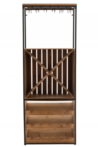 Barkast Voor Glazen+Flessen Hout/Metaal Naturel/Zwart 160cm - Img 4