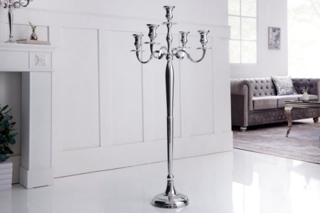 Barok kandelaar 120 cm zilver 5-armige kroonluchter gepolijst aluminium kandelaar - Img 2